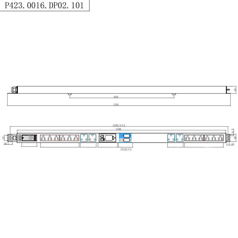 南アフリカソケット 16 アウトレット 1.5U 液体磁気サーキットブレーカー垂直 TCP/IP スマートラック PDU