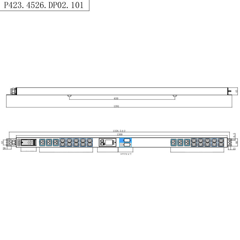 TCP/IP インテリジェント ラック PDU 26 アウトレット IEC C13 /C19 1.5U 液体磁気サーキットブレーカー垂直