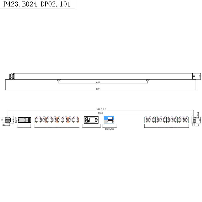 ブラジルソケット 24 アウトレット 1.5U 液体磁気サーキットブレーカー垂直 TCP/IP スマートラック PDU