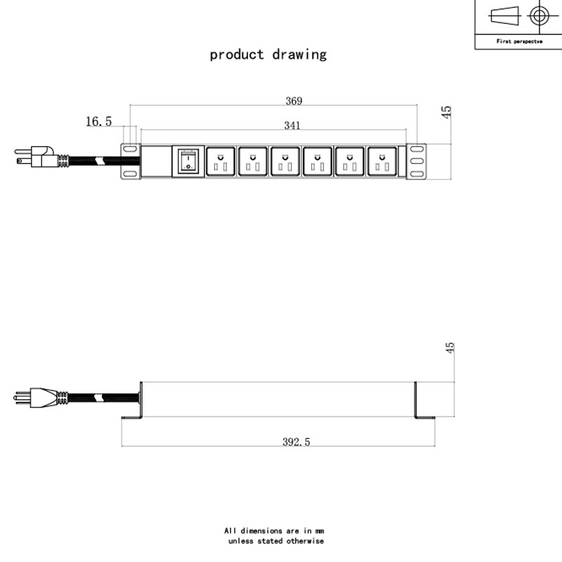 6 ウェイ US 水平スイッチ ラック Pdu 1U